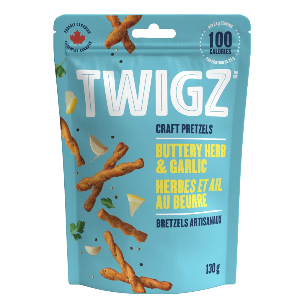 Buttery Herb & Garlic Twigz craft pretzels bag